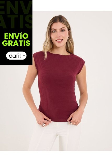 Camiseta Para Mujer Manga Sisa Cuello Redondo Color Vino Marca Ostu #40092530