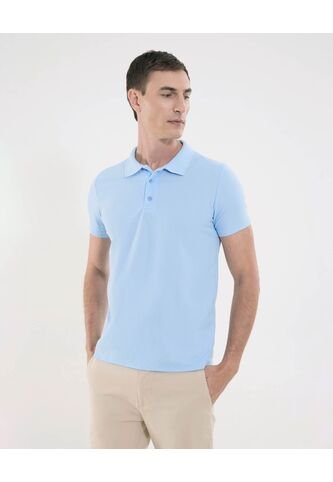 Polo Para Hombre Cuello Tejido Sin Bolsillo Color Azul Marca Ostu #60110740 Ostu
