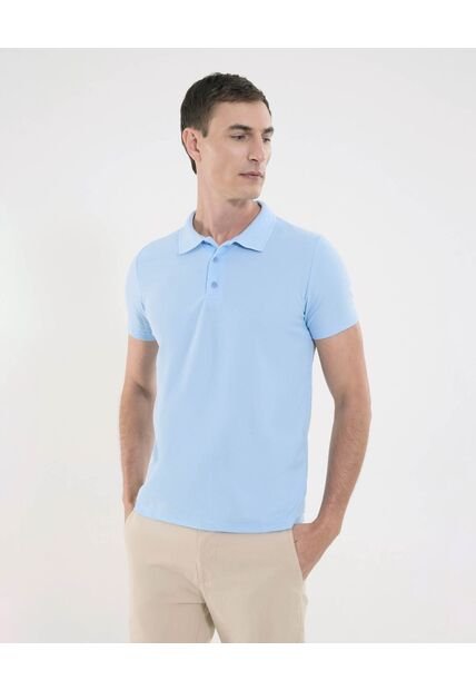 Polo Para Hombre Cuello Tejido Sin Bolsillo Color Azul Marca Ostu #60110740