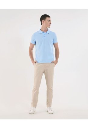 Polo Para Hombre Cuello Tejido Sin Bolsillo Color Azul Marca Ostu #60110740