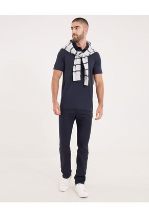 Polo Para Hombre Cuello Maquina Sin Bolsillo Color Azul Marca Ostu #60110809