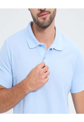 Polo Para Hombre Cuello Tejido Sin Bolsillo Color Azul Marca Ostu #60110740