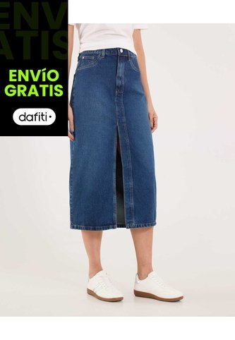 Falda Para Mujer Medio Color Azul Marca Ostu #40140183 Ostu