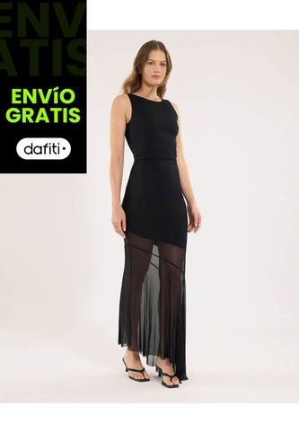 Vestido Para Mujer M/Sisa Largo Color Negro Marca Ostu #40170332 Ostu