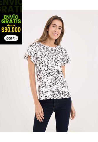 Camiseta Para Mujer Manga Corta Cuello Redondo Color Avena Marca Ostu #40092669 Ostu