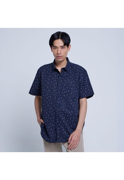 Camisa Para Hombre Manga Corta Con Bolsillo Color Azul Medio Marca Ostu #60010626