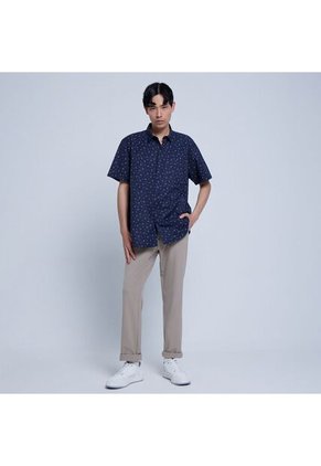 Camisa Para Hombre Manga Corta Con Bolsillo Color Azul Medio Marca Ostu #60010626