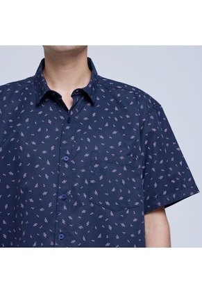 Camisa Para Hombre Manga Corta Con Bolsillo Color Azul Medio Marca Ostu #60010626