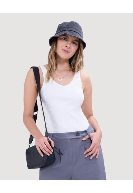 Camiseta Para Mujer Manga Sisa Cuello V Color Crema Marca Ostu #40092233