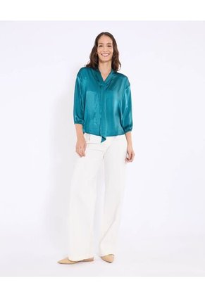 Blusa  Para Mujer Manga Larga Color Verde Marca Ostu #40121272