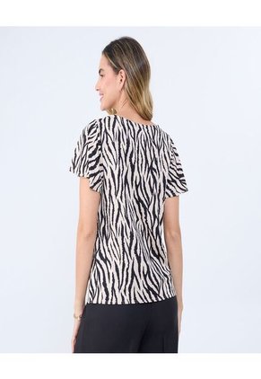 Camiseta Para Mujer Manga Corta Cuello Redondo Color Beige Marca Ostu #40092422