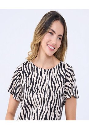 Camiseta Para Mujer Manga Corta Cuello Redondo Color Beige Marca Ostu #40092422