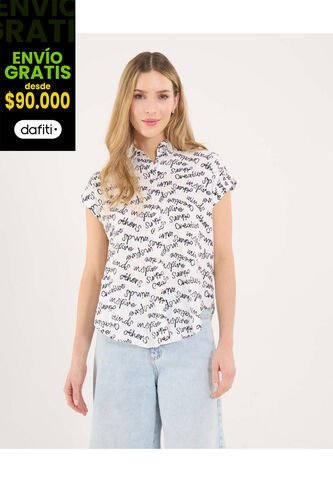 Camisa Para Mujer Manga Corta Color Negro Marca Ostu #40010337 Ostu