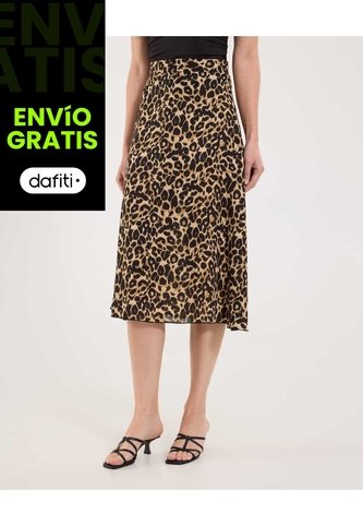 Falda Para Mujer Medio Color Café Marca Ostu #40140168 Ostu