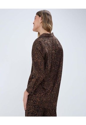 Camisa Para Mujer Manga 3/4 Color Café  Marca Ostu #40010257