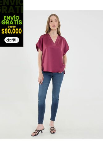Blusa Para Mujer Manga Corta Color Vino Marca Ostu #40121162 Ostu