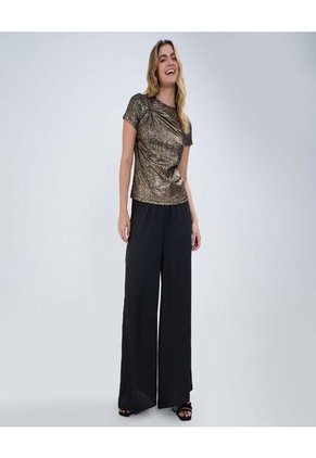 Camiseta Para Mujer Manga Corta Color Negro Marca Ostu #40092300