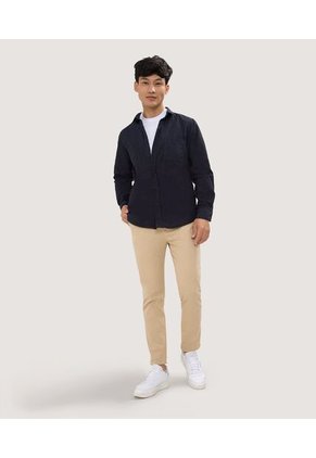 Camisa Para Hombre Manga Larga Con Bolsillo Color Azul Marca Ostu #60010671