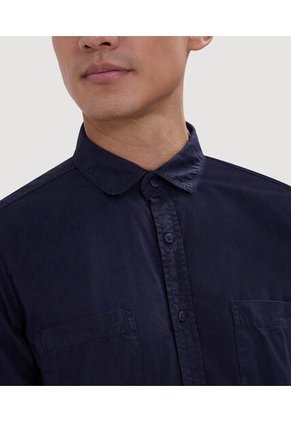 Camisa Para Hombre Manga Larga Con Bolsillo Color Azul Marca Ostu #60010671