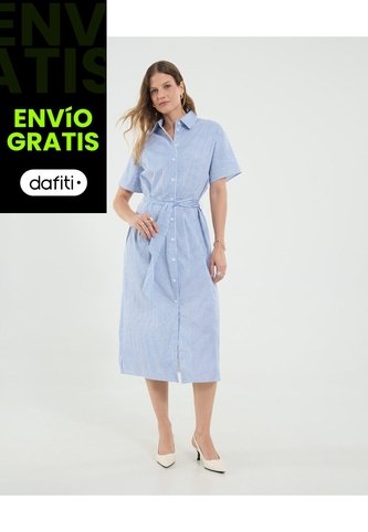 Vestido Para Mujer M/C Largo Color Azul Marca Ostu #40170341 Ostu