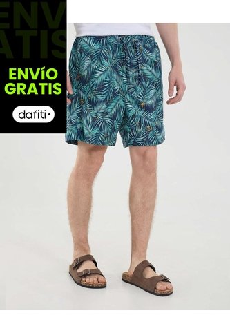 Ropa De Playa Para Hombre Pantaloneta De Baño Corta Color Verde Marca Ostu #60270047 Ostu
