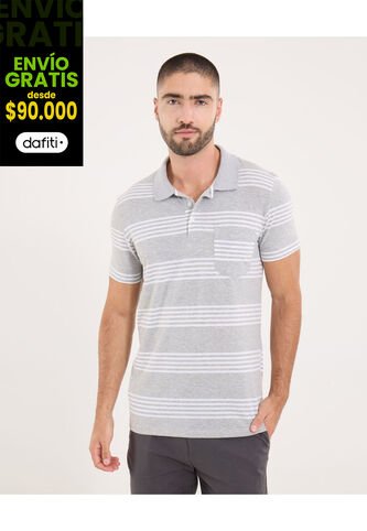 Polo Para Hombre Cuello Tejido Con Bolsillo Color Gris Marca Ostu #60110833 Ostu
