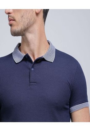Polo Para Hombre Cuello Tejido Sin Bolsillo Color Azul  Marca Ostu #60110616