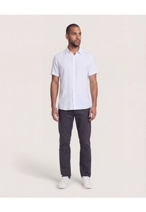 Camisa Para Hombre Manga Corta Sin Bolsillo Cuello C Color Blanco Marca Ostu #60010904