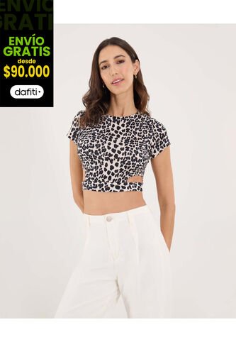 Camiseta Para Mujer Manga Corta Moda Color Beige Marca Ostu #40092633 Ostu