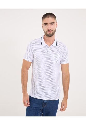 Polo Para Hombre Cuello Tejido Con Bolsillo Color Blanco Marca Ostu #60110804 Ostu