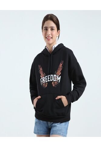 Buzo Para Mujer Hoodie Color Negro Marca Ostu #40060308 Ostu