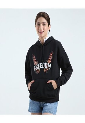 Buzo Para Mujer Hoodie Color Negro Marca Ostu #40060308