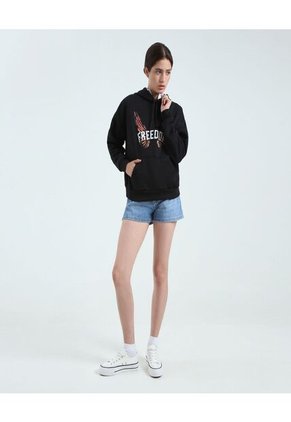 Buzo Para Mujer Hoodie Color Negro Marca Ostu #40060308
