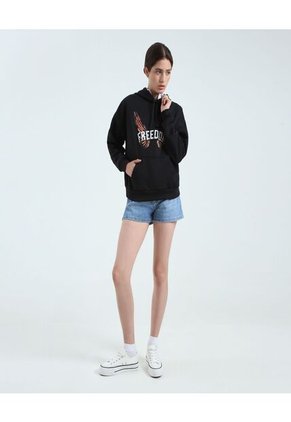 Buzo Para Mujer Hoodie Color Negro Marca Ostu #40060308