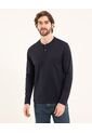 Camiseta Para Hombre Manga Larga Cuello Henley Color Azul Marca Ostu #60091569 de Ostu