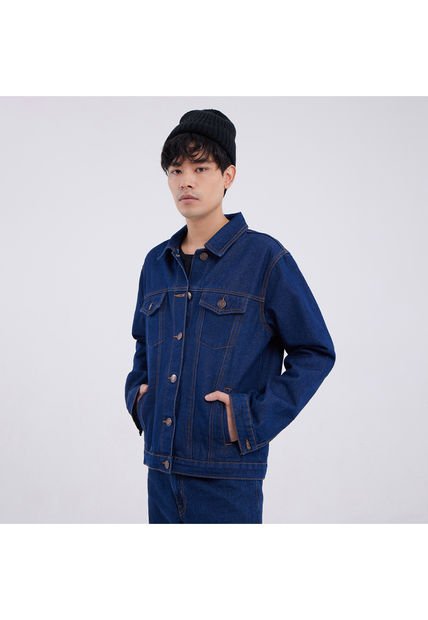 Chaqueta Para Hombre Trucker Color Azul  Marca Ostu #60080103
