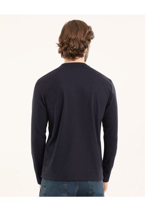 Camiseta Para Hombre Manga Larga Cuello Henley Color Azul Marca Ostu #60091569