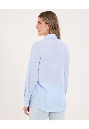 Camisa Para Mujer Manga Larga Color Celeste Marca Ostu #40010318