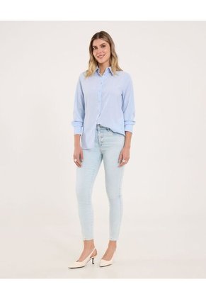 Camisa Para Mujer Manga Larga Color Celeste Marca Ostu #40010318