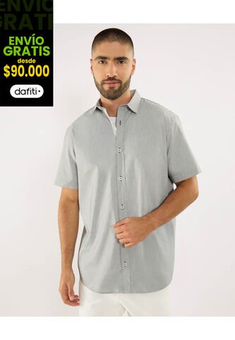 Camisa Para Hombre Manga Corta Sin Bolsillo Cuello Casual M Color Negro Marca Ostu #60010870 Ostu