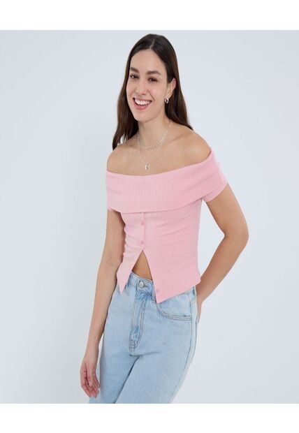 Camiseta Para Mujer Manga Corta Moda Color Rosa Marca Ostu #40092460