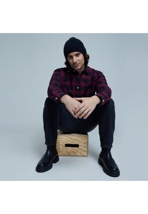 Camisa Para Hombre Manga Larga Sin Bolsillo Color Negrocarbon Marca Ostu #60010634