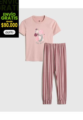 Pijama Infantil Niña M/C P/L Color Rosa Marca Ostu #90040084 Ostu
