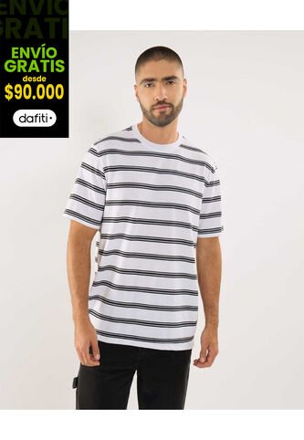 Camiseta Para Hombre Manga Corta Cuello Redondo Color Blanco Marca Ostu #60091813 Ostu