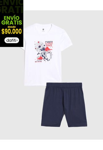 Pijama Infantil Niño M/C P/C Color Blanco Marca Ostu #80040104 Ostu