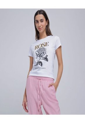 Camiseta Para Mujer Manga Corta Color Blanco Marca Ostu #40092103