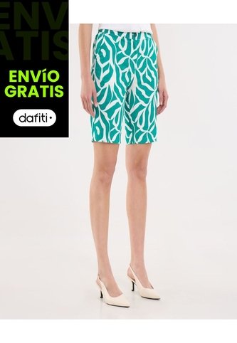Bermuda Para Mujer Regular Corto Color Verde Marca Ostu #40100100 Ostu