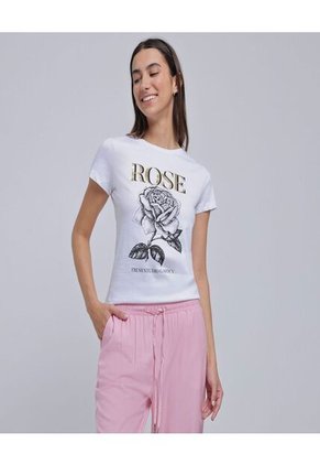 Camiseta Para Mujer Manga Corta Color Blanco Marca Ostu #40092103