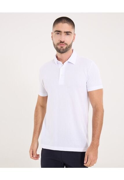 Polo Para Hombre Cuello Maquina Sin Bolsillo Color Blanco Marca Ostu #60110809
