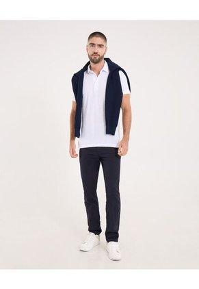 Polo Para Hombre Cuello Maquina Sin Bolsillo Color Blanco Marca Ostu #60110809